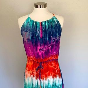 Veronica M Multicolor Halter Maxi Dress Medium